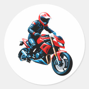 Sticker Rond 🏍️ Motard Élégant Classique Vitesse Vintage