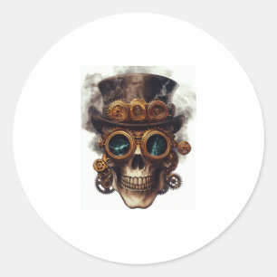 Sticker Rond Moteur crâne Steampunk