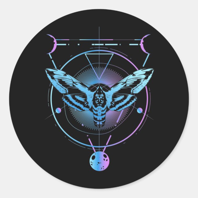 Sticker Rond Moth Pastel Goth Croissant géométrique de cuisine (Devant)