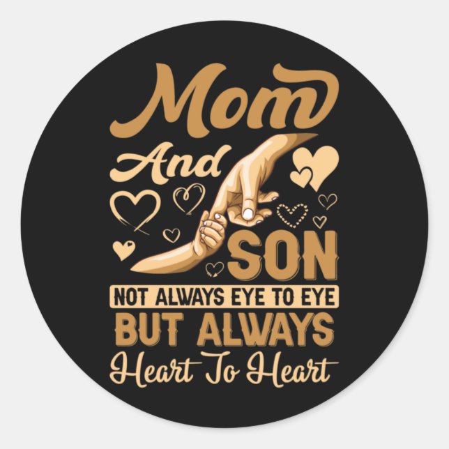 Sticker Rond Mother Art | Mom and Son Heart To Heart Birthday (Devant)