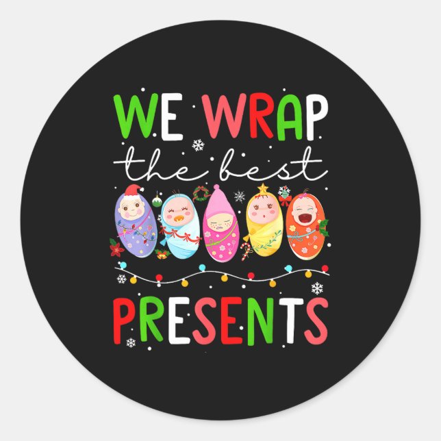 Sticker Rond Mother Baby Unit Christmas Labor And Delivery Nurs (Devant)