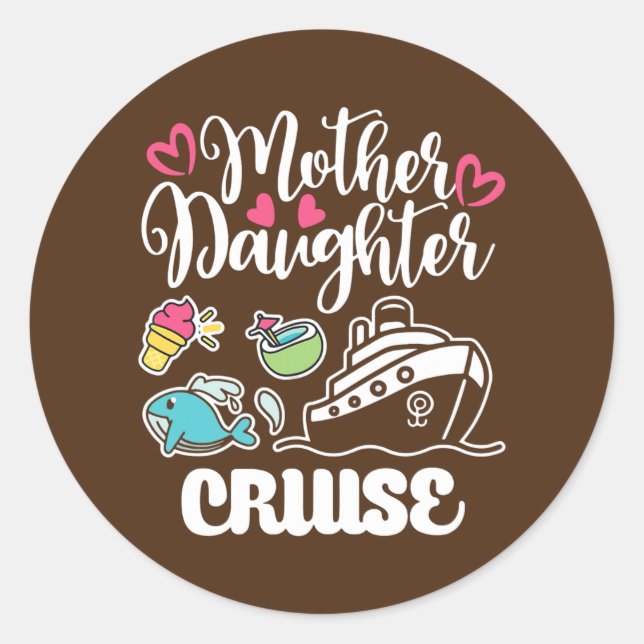 Sticker Rond Mother daughter Cruise Ship travel travelling (Devant)