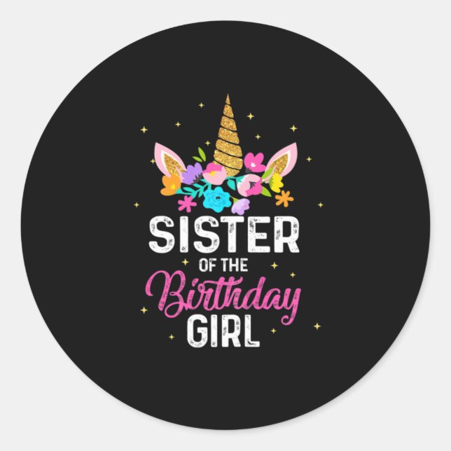 Sticker Rond Mother Gift | Sister Of The Birthday Girl Birthday (Devant)