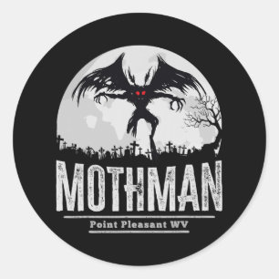 Sticker Rond Mothman Cryptid Point Agréable Cryptozoologie Hall