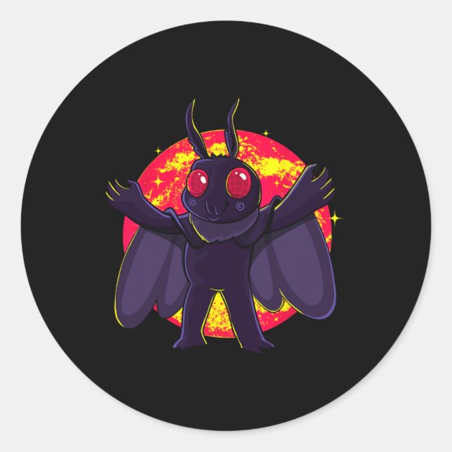 Sticker Rond Mothman Cute Cryptid Créatures Point Agréable Wv R (Devant)