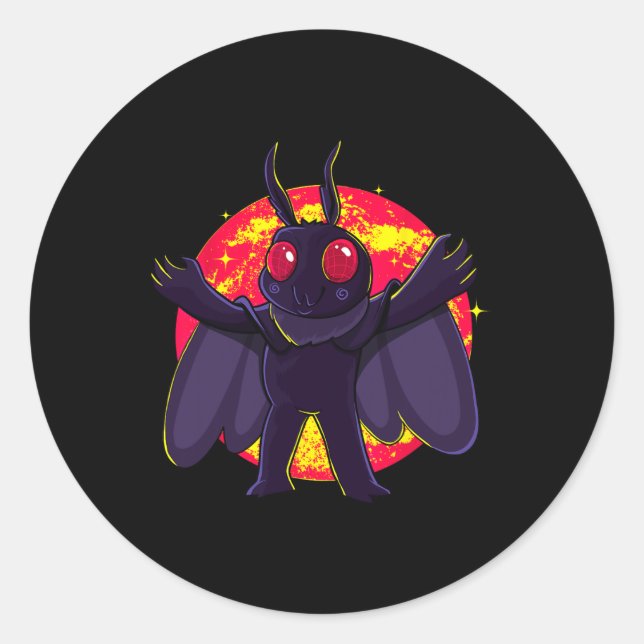 Sticker Rond Mothman Cute Cryptid Créatures Point Agréable WV R (Devant)