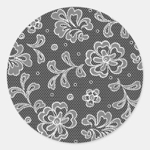 Sticker Rond Motif 1 de tissu de dentelle