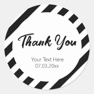 Sticker Rond motif à bandes diagonales noir et blanc