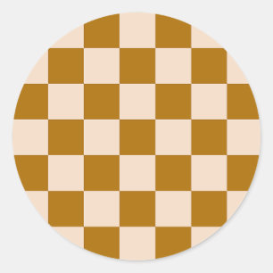 Sticker Rond Motif à carreaux marron et beige
