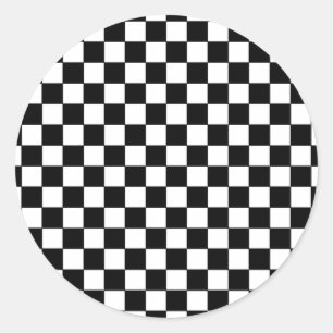 Sticker Rond motif à chèque noir