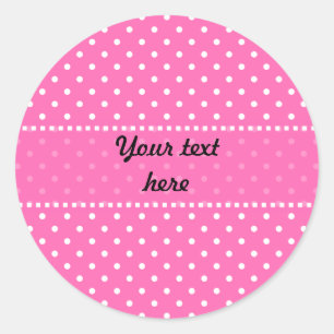 Sticker Rond Motif à points de polka rose chaud et blanc