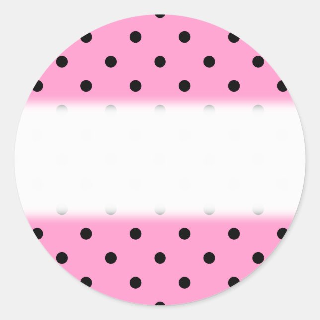 Sticker Rond Motif à points Polka rose et noir. (Devant)