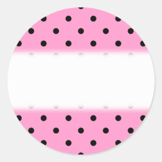 Sticker Rond Motif à points Polka rose et noir.