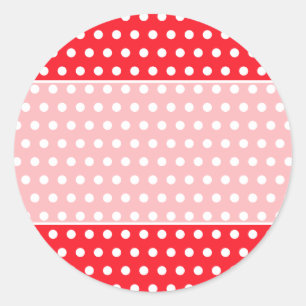 Sticker Rond Motif à points Polka rouge et blanc. Spotty.