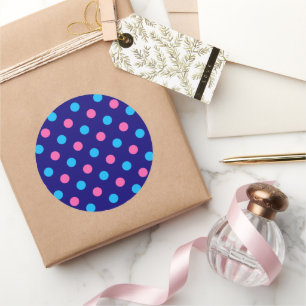 Sticker Rond Motif à pois bleu rose cyan