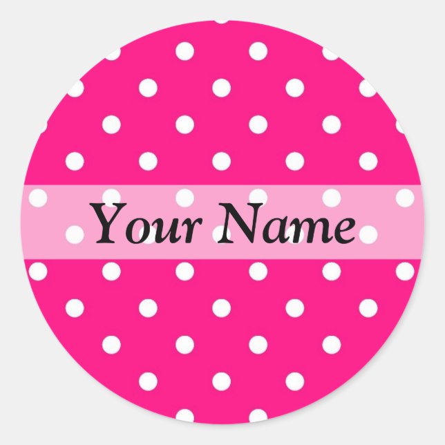 Sticker Rond Motif à pois rose (Devant)