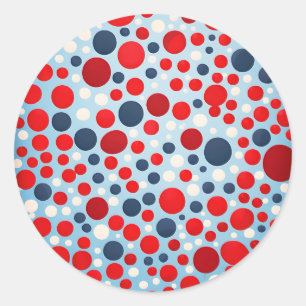 Sticker Rond Motif à pois rouge bleu
