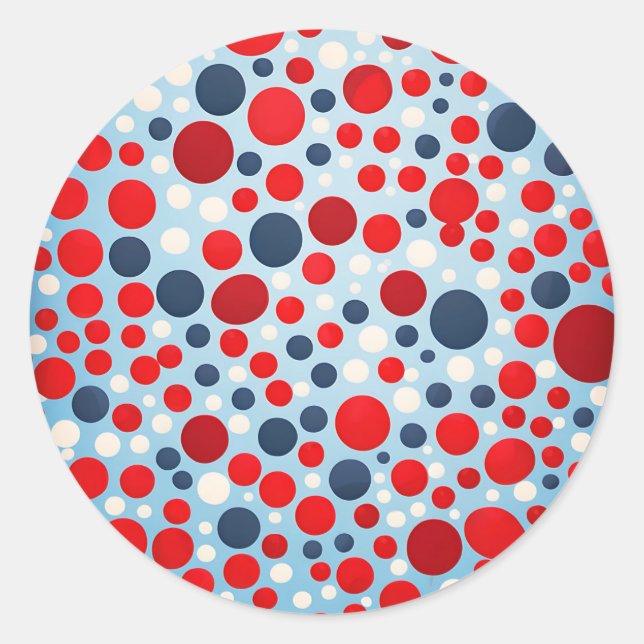 Sticker Rond Motif à pois rouge bleu (Devant)
