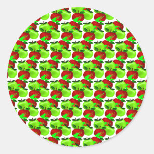 Sticker Rond Motif à pomme rouge et verte