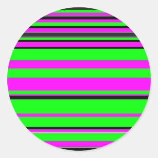 Sticker Rond Motif à rayures couleur noir rose chaud
