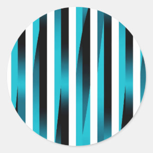 Sticker Rond Motif à rayures dégradées turquoise et noir