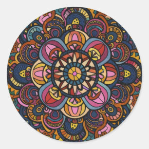 Sticker Rond Motif Abstrait coloré