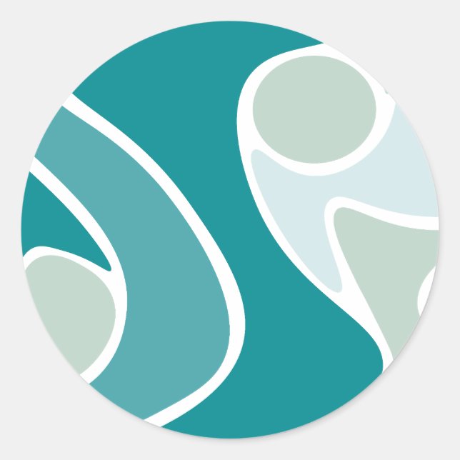 Sticker Rond motif Abstrait dans les tons bleus (Devant)