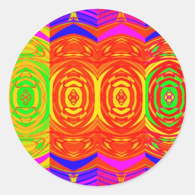 Sticker Rond Motif Abstrait des couleurs Neon (Devant)