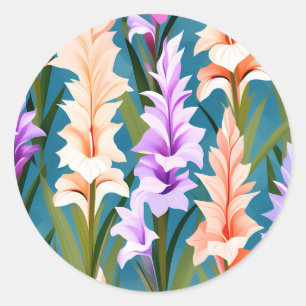 Sticker Rond Motif Abstrait minimaliste de Gladiolus