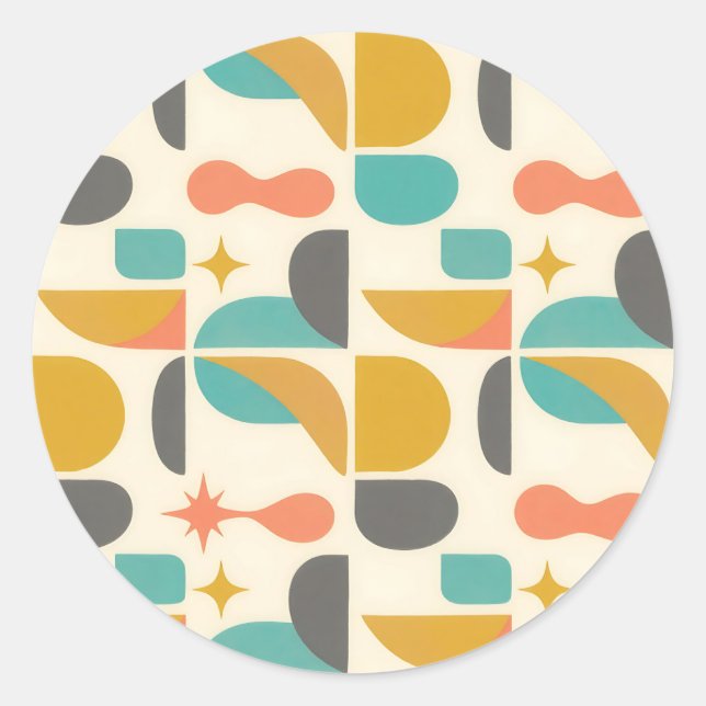 Sticker Rond Motif Abstrait Moderne du Milieu du Siècle (Devant)