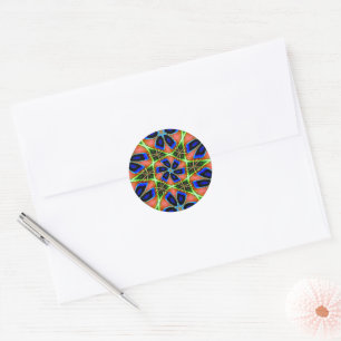 Sticker Rond Motif Abstrait Peacock Feathers