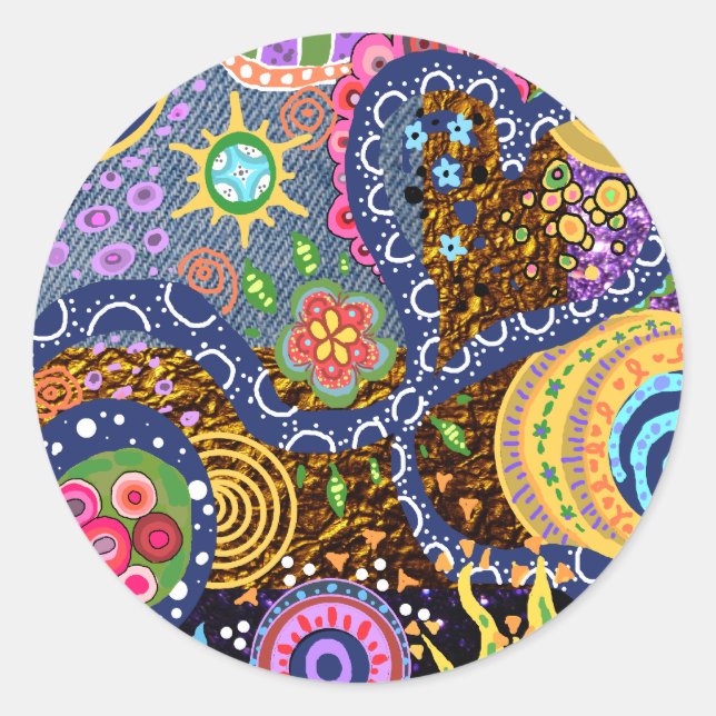 Sticker Rond Motif abstrait psychédélique (Devant)