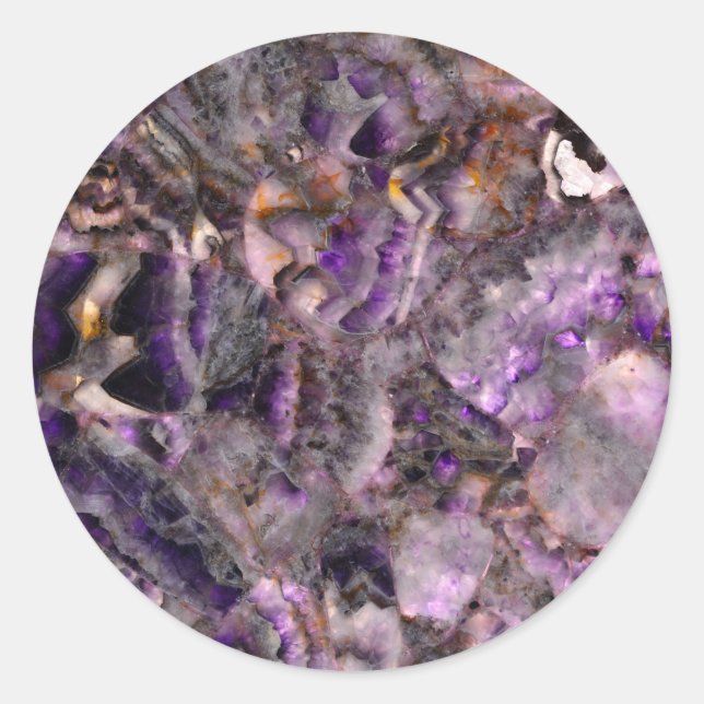 Sticker Rond motif Abstrait violet, marbre de quartz violet (Devant)
