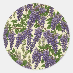 Sticker Rond Motif américain Wisteria dessin