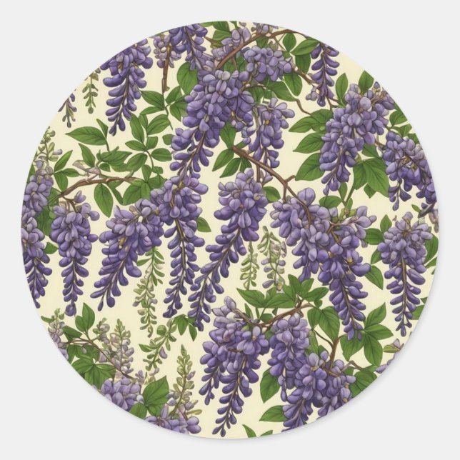 Sticker Rond Motif américain Wisteria dessin (Devant)