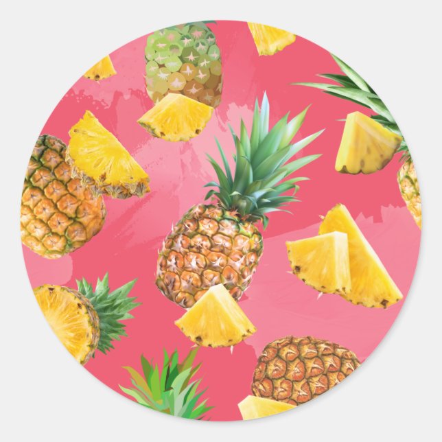 Sticker Rond Motif Ananas 5 (Devant)
