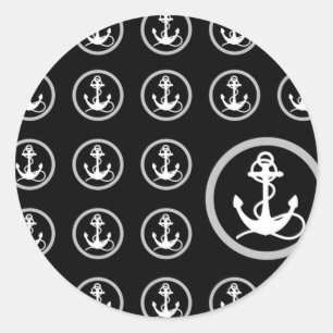 Sticker Rond Motif Ancre