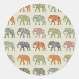 Sticker Rond Motif animal coloré éléphant