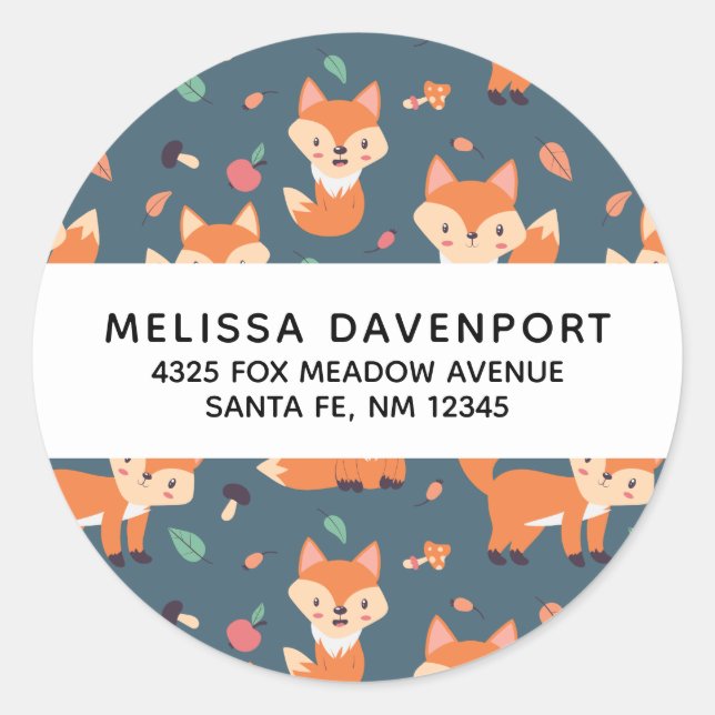 Sticker Rond Motif animal du renard orange (Devant)