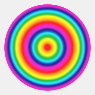 Sticker Rond Motif arc-en-ciel rond psychédélique
