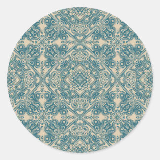 Sticker Rond Motif artistique fin et détaillé en turquoise et c