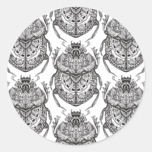 Sticker Rond Motif Avec Doodle À Main