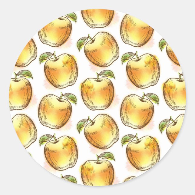 Sticker Rond Motif avec pomme jaune (Devant)