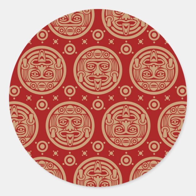 Sticker Rond Motif Aztec (Devant)
