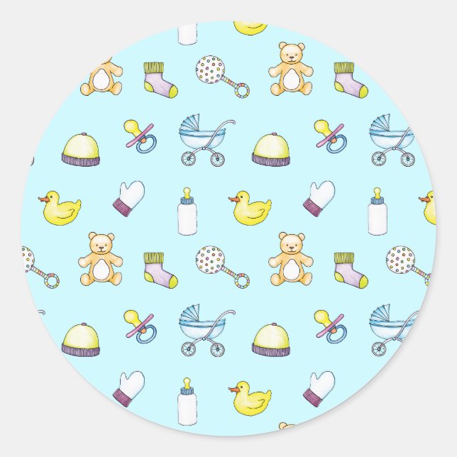 Sticker Rond Motif baby shower (Devant)