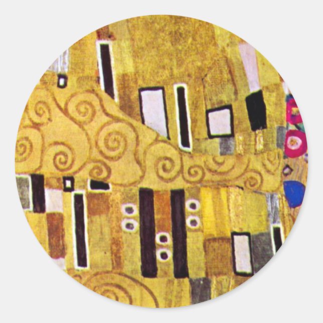 Sticker Rond Motif baiser de Gustav Klimt, Art Nouveau (Devant)