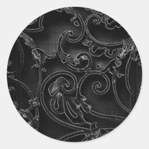 Sticker Rond Motif baroque gothique noir