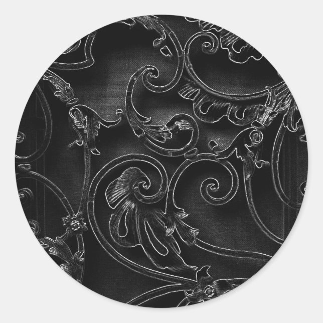 Sticker Rond Motif baroque gothique noir (Devant)