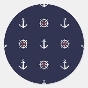 Sticker Rond Motif blanc et bleu rouge d'Ancre