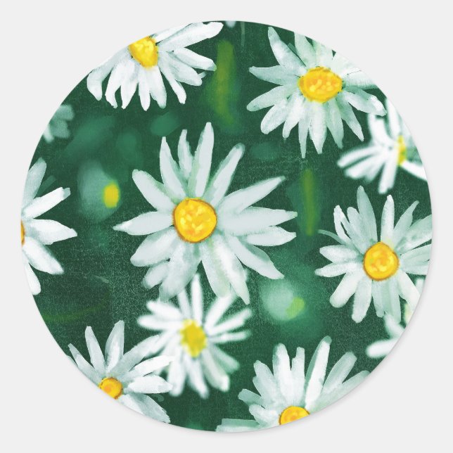 Sticker Rond Motif blanc Fleur de marguerite (Devant)